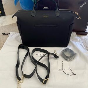 Mina Baie MIDI Emmy in Black Nylon with Gold Hardware